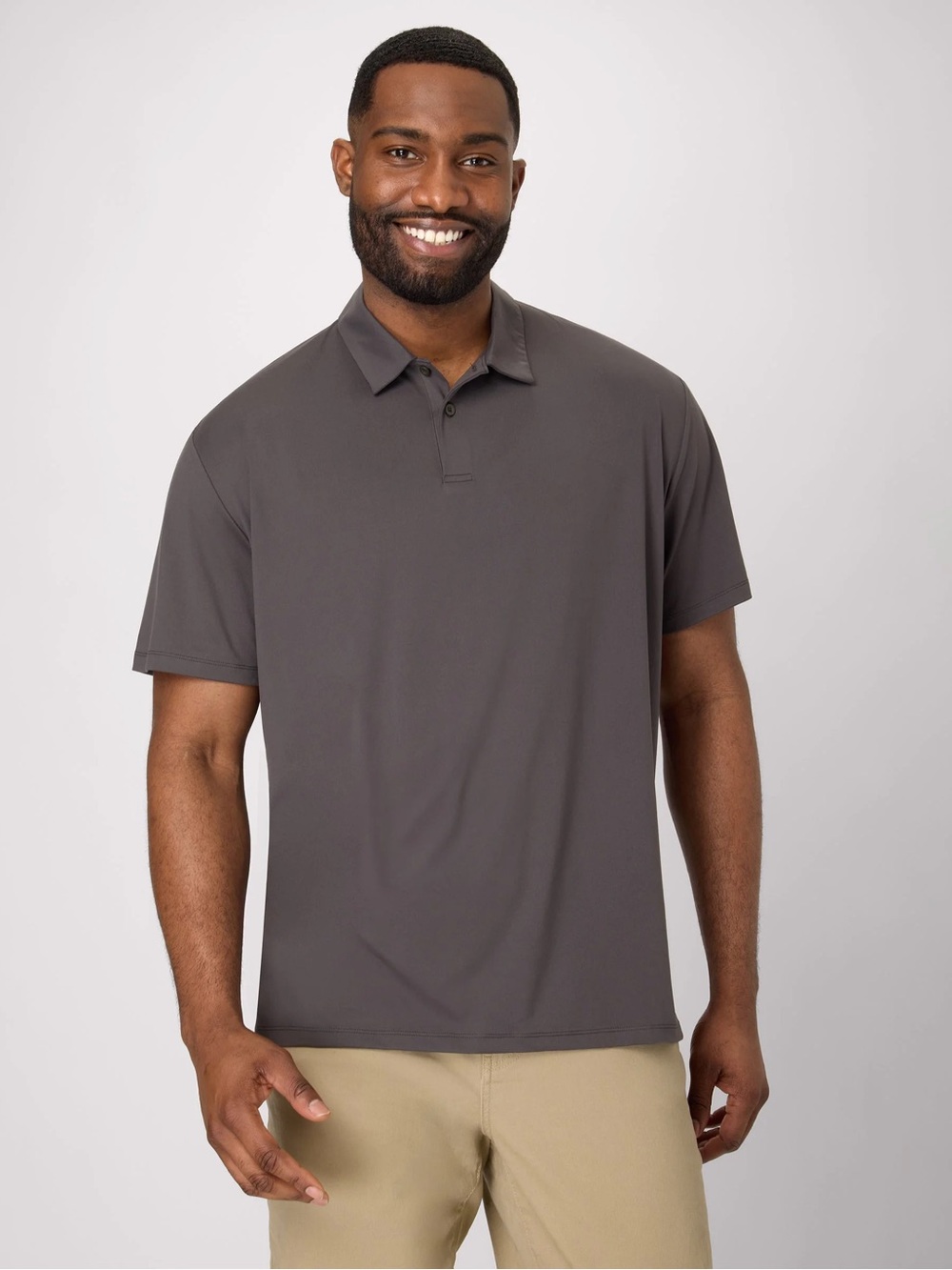 Gerry Weber Men's Short-Sleeve Polo - Charcoal Gray